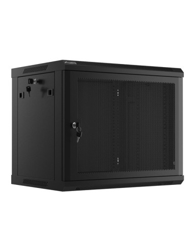 Szafa Instalacyjna Rack Wisząca 19" 9U 600X450 Czarna Drzwi Perforowane Lanberg (Flat Pack)
