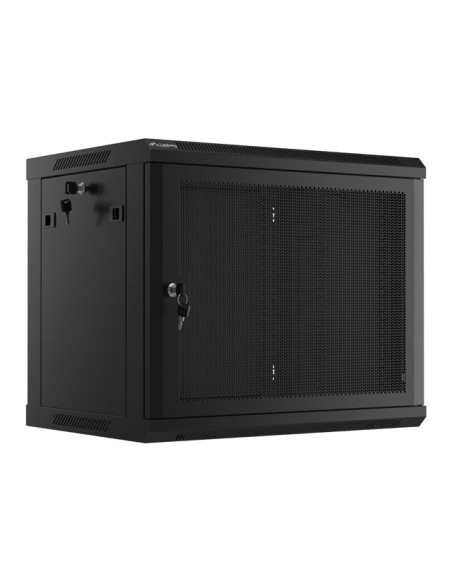 Szafa Instalacyjna Rack Wisząca 19" 9U 600X450 Czarna Drzwi Perforowane Lanberg (Flat Pack)