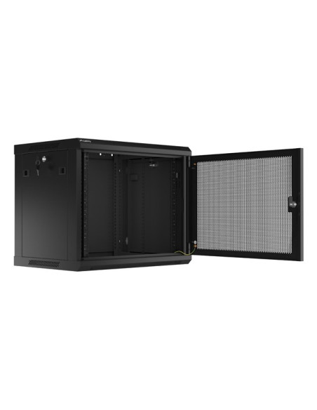 Szafa Instalacyjna Rack Wisząca 19" 9U 600X450 Czarna Drzwi Perforowane Lanberg (Flat Pack)