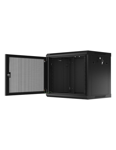 Szafa Instalacyjna Rack Wisząca 19" 9U 600X450 Czarna Drzwi Perforowane Lanberg (Flat Pack)