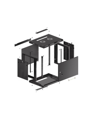 Lanberg Szafa Wisząca Rack 19" 9U 600X450 Drzwi Metalowe Czarna (Flat Pack) Wf01-6409-00B