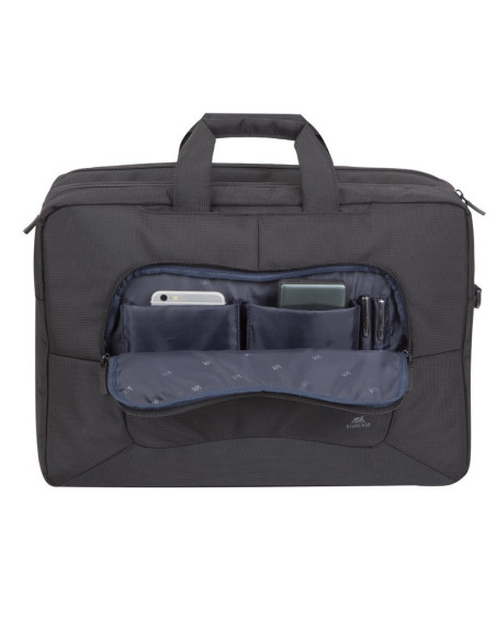 Rivacase Torba Na Laptop 17,3" Tegel, Czarna, Materiał Wodoodporny, Kieszenie Na Tablet 10,1", Smartfon, Dokumenty, Akcesoria