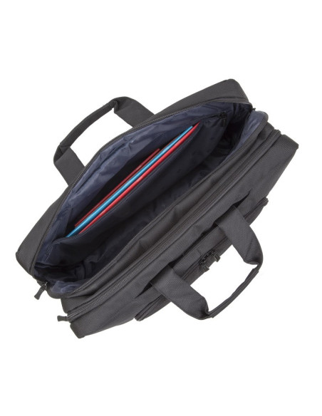 Rivacase Torba Na Laptop 17,3" Tegel, Czarna, Materiał Wodoodporny, Kieszenie Na Tablet 10,1", Smartfon, Dokumenty, Akcesoria