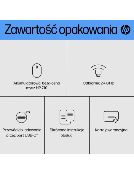 Mysz Hp 710 Rechargeable Silent Mouse Black Bezprzewodowa Z Akumulatorem Czarna 6E6F2Aa