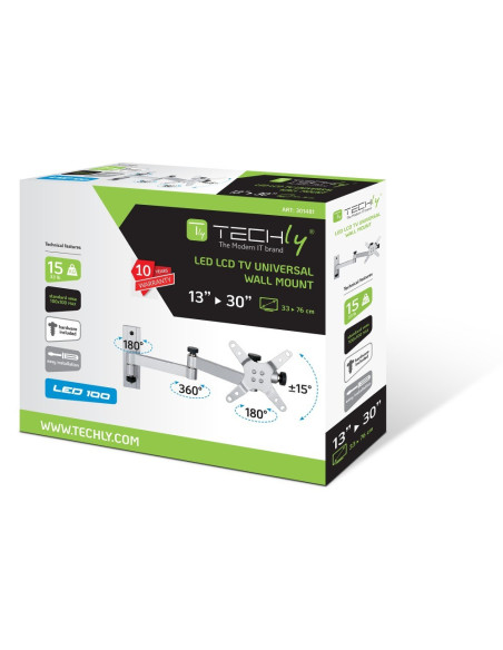 Techly Ica-Lcd 104 Uchwyt Do Telewizorów 76,2 Cm (30") Srebrny