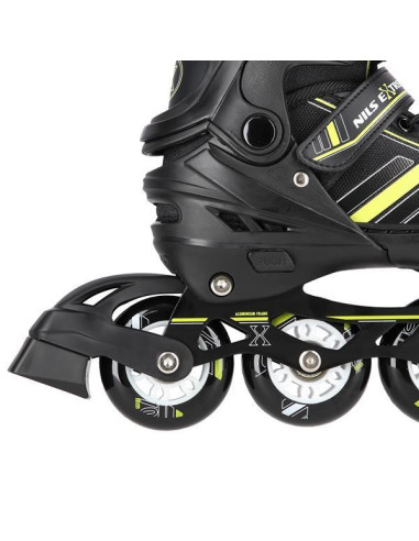 Łyżworolki Nils Extreme Nh18191 2W1 Czarno-Limonkowe Rozm. M (34-38) Z Wymienną Płozą Hokejową
