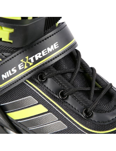 Łyżworolki Nils Extreme Nh18191 2W1 Czarno-Limonkowe Rozm. M (34-38) Z Wymienną Płozą Hokejową