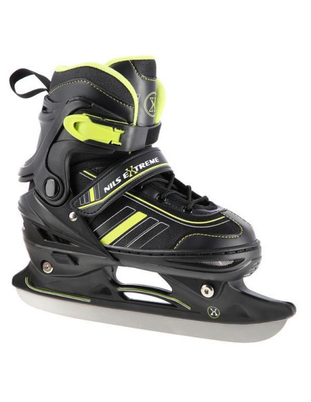 Łyżworolki Nils Extreme Nh18191 2W1 Czarno-Limonkowe Rozm. M (34-38) Z Wymienną Płozą Hokejową