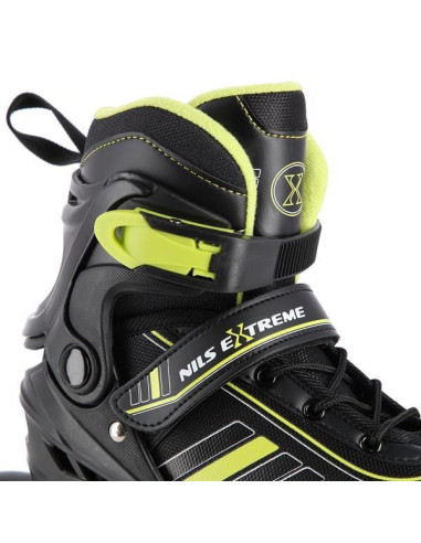 Łyżworolki Nils Extreme Nh18191 2W1 Czarno-Limonkowe Rozm. L (39-43) Z Wymienną Płozą Hokejową