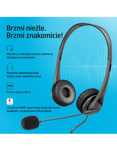 Słuchawki Z Mikrofonem Hp Stereo Usb Headset G2 Przewodowe Czarne 428H5Aa