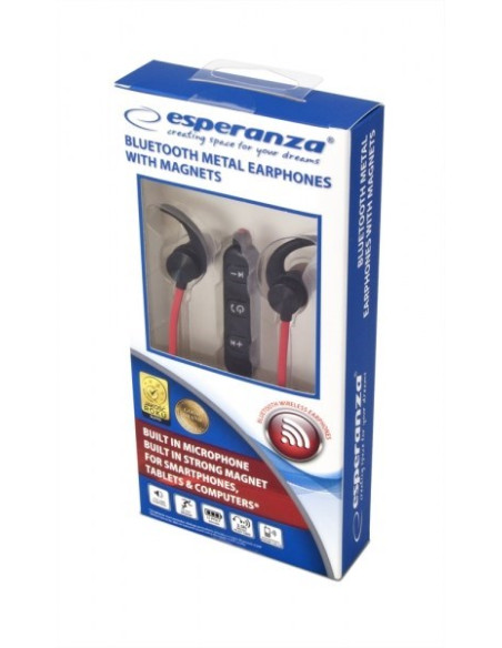 Esperanza Słuchawki Douszne Bluetooth Metalowe Czarne Eh186K