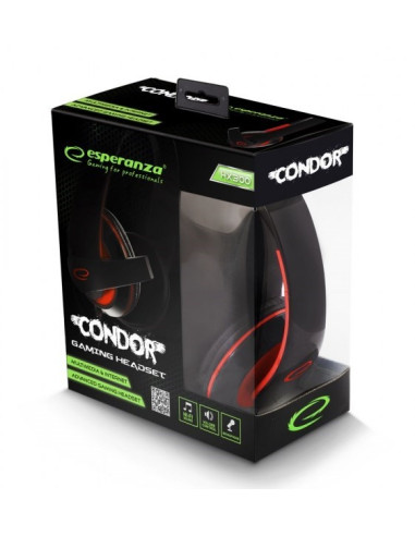 Słuchawki Z Mikrofonem Esperanza Condor Egh300R (Kolor Czarny)