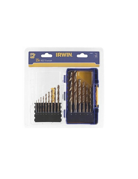 Irwin Zestaw 15Szt. Hss Tin 1.5Mm, 2Mm, 2.5Mm, 3Mm, 3.5Mm, 4Mm, 4.5Mm, 5Mm, 5.5Mm, 6Mm, 6.5Mm, 7Mm, 8Mm, 9Mm, 10Mm
