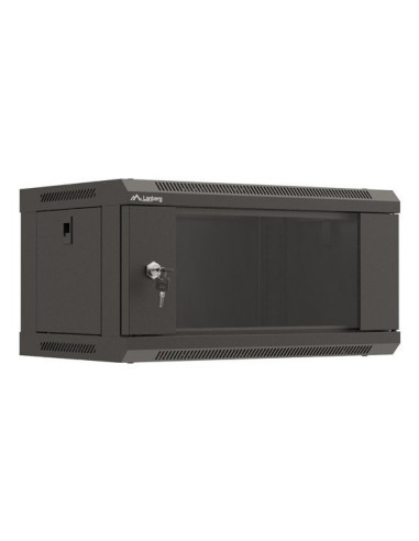 Szafa Instalacyjna Rack Wisząca 19" 4U 540X350 Czarna Drzwi Przeszklone Lanberg (Flat Pack)
