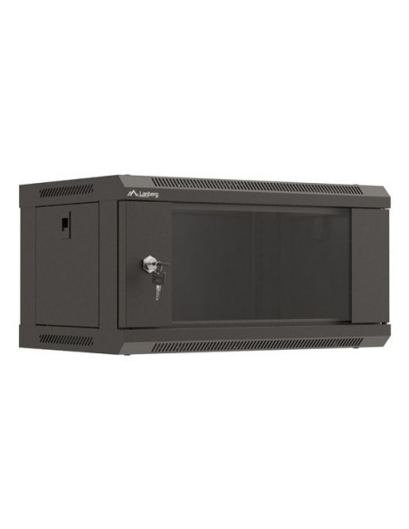Szafa Instalacyjna Rack Wisząca 19" 4U 540X350 Czarna Drzwi Przeszklone Lanberg (Flat Pack)