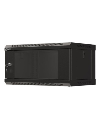 Szafa Instalacyjna Rack Wisząca 19" 4U 540X350 Czarna Drzwi Przeszklone Lanberg (Flat Pack)