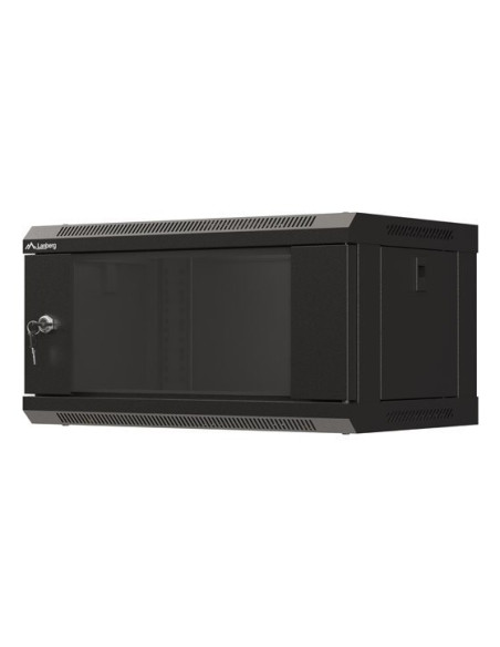 Szafa Instalacyjna Rack Wisząca 19" 4U 540X350 Czarna Drzwi Przeszklone Lanberg (Flat Pack)