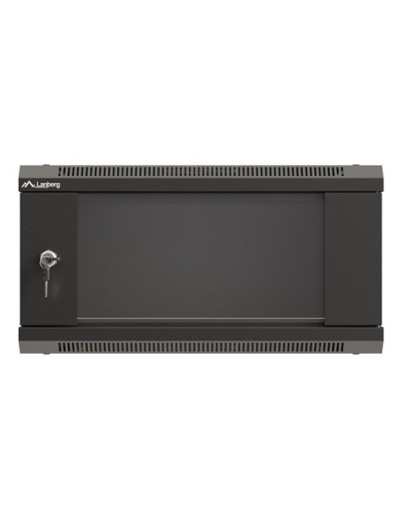Szafa Instalacyjna Rack Wisząca 19" 4U 540X350 Czarna Drzwi Przeszklone Lanberg (Flat Pack)