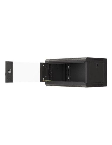 Szafa Instalacyjna Rack Wisząca 19" 4U 540X350 Czarna Drzwi Przeszklone Lanberg (Flat Pack)