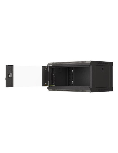 Szafa Instalacyjna Rack Wisząca 19" 4U 540X350 Czarna Drzwi Przeszklone Lanberg (Flat Pack)