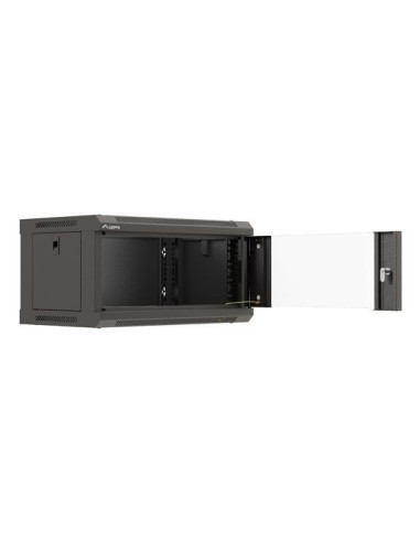 Szafa Instalacyjna Rack Wisząca 19" 4U 540X350 Czarna Drzwi Przeszklone Lanberg (Flat Pack)