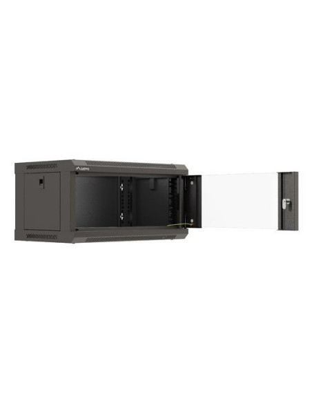 Szafa Instalacyjna Rack Wisząca 19" 4U 540X350 Czarna Drzwi Przeszklone Lanberg (Flat Pack)
