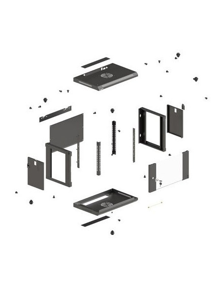 Szafa Instalacyjna Rack Wisząca 19" 4U 540X350 Czarna Drzwi Przeszklone Lanberg (Flat Pack)