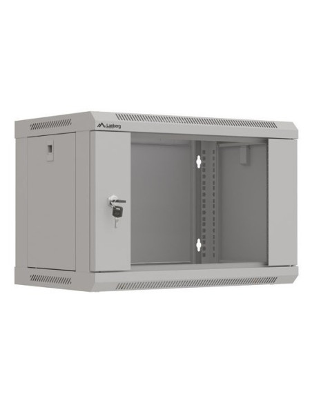 Szafa Instalacyjna Rack Wisząca 19" 6U 540X350 Szara Drzwi Przeszklone Lanberg (Flat Pack)