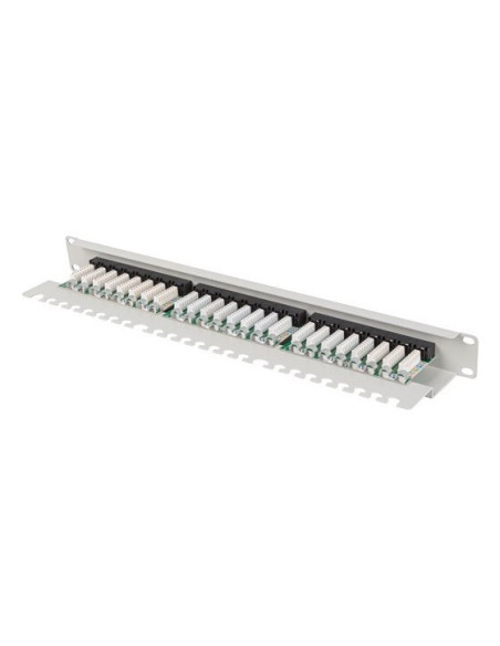 Patch Panel 24 Port 1U 19" Kat.6A Utp Z Organizerem Kablowym Szary Lanberg