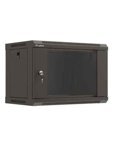 Szafa Instalacyjna Rack Wisząca 19" 6U 540X350 Czarna Drzwi Przeszklone Lanberg (Flat Pack)