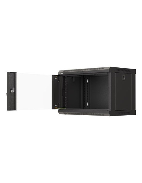 Szafa Instalacyjna Rack Wisząca 19" 6U 540X350 Czarna Drzwi Przeszklone Lanberg (Flat Pack)