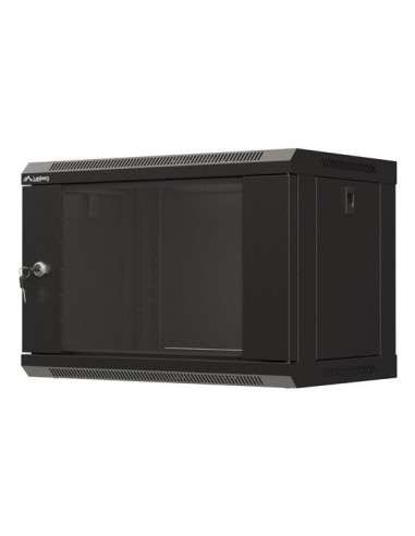 Szafa Instalacyjna Rack Wisząca 19" 6U 540X350 Czarna Drzwi Przeszklone Lanberg (Flat Pack)