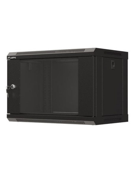Szafa Instalacyjna Rack Wisząca 19" 6U 540X350 Czarna Drzwi Przeszklone Lanberg (Flat Pack)