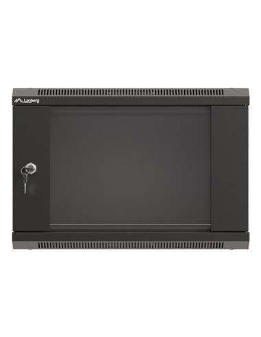 Szafa Instalacyjna Rack Wisząca 19" 6U 540X350 Czarna Drzwi Przeszklone Lanberg (Flat Pack)