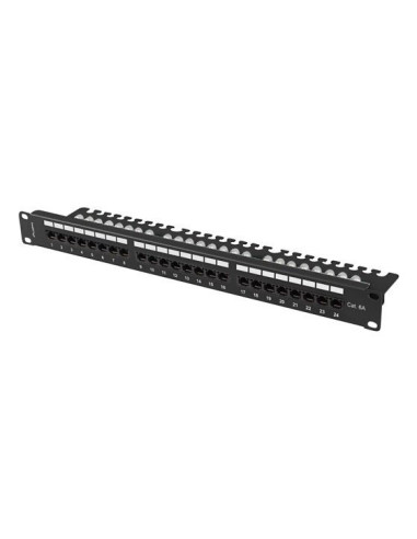Patch Panel 24 Port 1U 19" Kategoria 6A Utp Z Organizerem Kablowym Czarny Lanberg