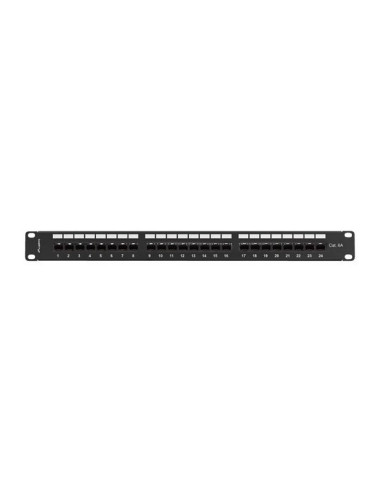 Patch Panel 24 Port 1U 19" Kategoria 6A Utp Z Organizerem Kablowym Czarny Lanberg