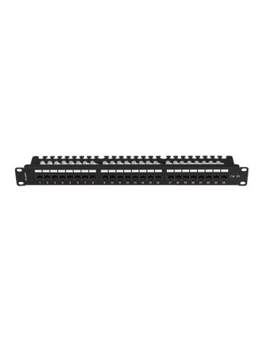 Patch Panel 24 Port 1U 19" Kategoria 6A Utp Z Organizerem Kablowym Czarny Lanberg