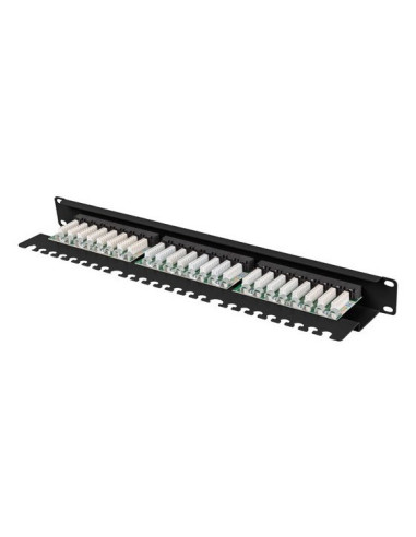 Patch Panel 24 Port 1U 19" Kategoria 6A Utp Z Organizerem Kablowym Czarny Lanberg