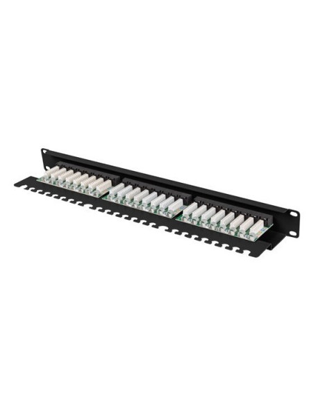 Patch Panel 24 Port 1U 19" Kategoria 6A Utp Z Organizerem Kablowym Czarny Lanberg