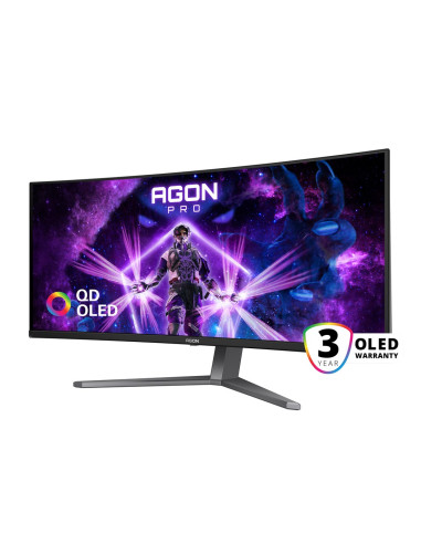 Aoc Agon Pro Ag346Ucd Monitor Komputerowy 86,4 Cm (34") 3440 X 1440 Px Wide Quad Hd Qd-Oled Czarny, Szary