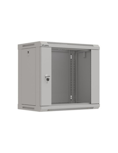 Szafa Instalacyjna Rack Wisząca 19" 9U 540X350 Szara Drzwi Przeszklone Lanberg (Flat Pack)