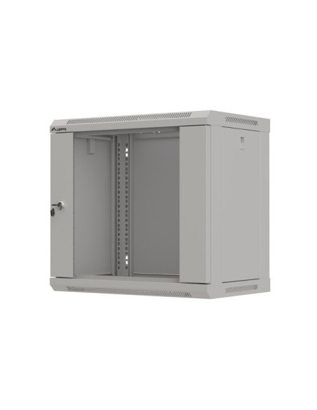 Szafa Instalacyjna Rack Wisząca 19" 9U 540X350 Szara Drzwi Przeszklone Lanberg (Flat Pack)