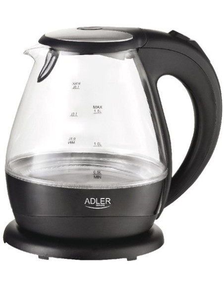 Adler Ad 1224 Czajnik Elektryczny 1,5 L Czarny, Przezroczysty 2000 W