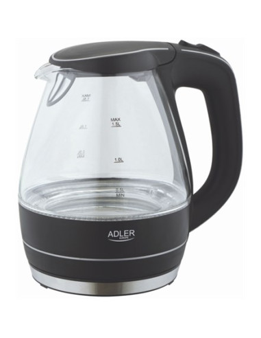 Adler Ad 1224 Czajnik Elektryczny 1,5 L Czarny, Przezroczysty 2000 W