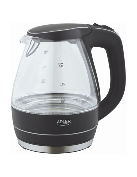Adler Ad 1224 Czajnik Elektryczny 1,5 L Czarny, Przezroczysty 2000 W