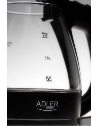 Adler Ad 1224 Czajnik Elektryczny 1,5 L Czarny, Przezroczysty 2000 W