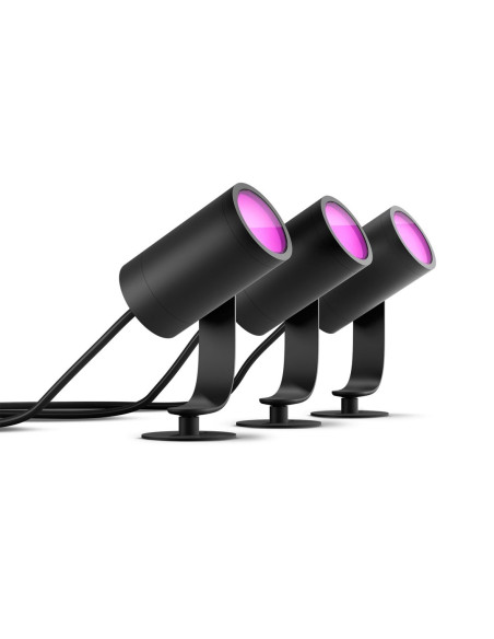 Hue Lily Czarny Reflektor Ogrodowy Led 3X 8W 2000-6500K 1770Lm Rgb Wca Ip65 Aluminium