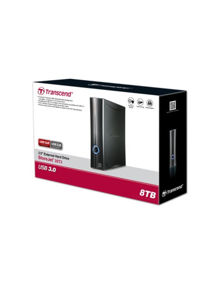 Dysk Zewnętrzny Transcend Storejet 8Tb Usb 3.1 Czarny Ts8Tsj35T3