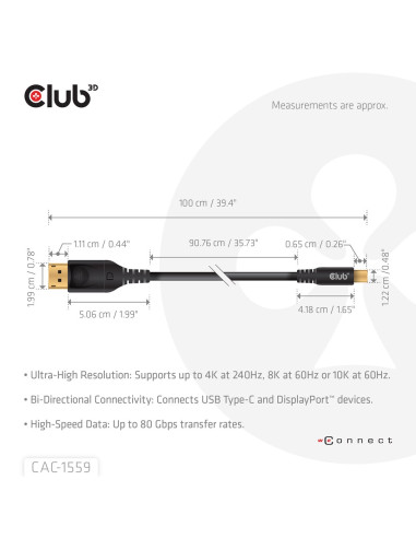 Kabel Usb-C To Dp 1M/M/M Cac-1559 Club3D