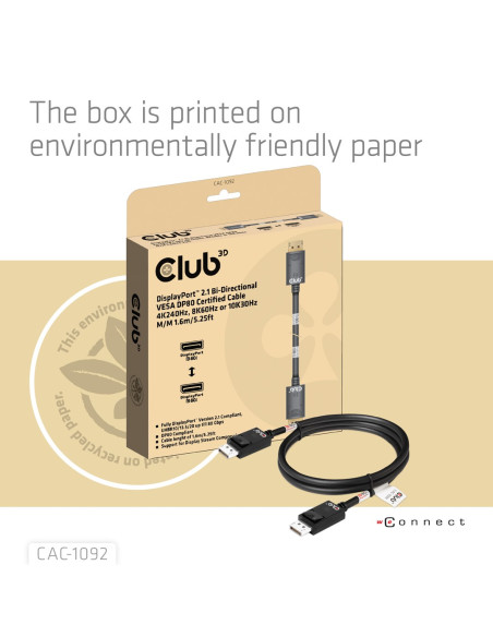 Club3D Cac-1092 Kabel Displayport 1,6 M Czarny